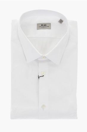 Corneliani CC COLLECTION Solid Cotton Poplin Shirt size 45