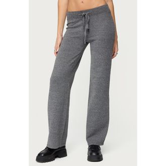 Edikted Ayah Knit Drawstring Pants in Dark-Gray-Melange at Nordstrom, Size X-Small