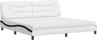 vidaXL Vidaxl - Cama Con Colch&oacute;n Cuero Sint&eacute;tico Blanco Y Negro 200x200 Cm