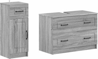vidaXL Juego De Gabinete De Ba&ntilde;o De 2 Piezas Utrecht Sonoma Gris Vidaxl