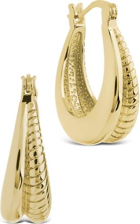 Sterling Forever Athena Rib Hoop Earrings in Gold at Nordstrom Rack