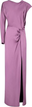 Federica Tosi One-shoulder Satijnen Lange Jurk - Dames - Avondkleed - Paars - L - Satijn - Kleedjes