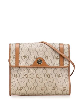 Dior 1900s Honeycomb gecoate canvas crossbodytas - Bruin