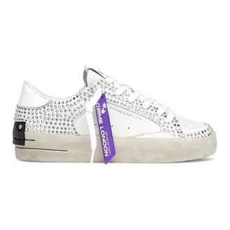 Crime London Schoenen, Dames, Wit, 39 EU, Leer, Witte Sneakers met Strass