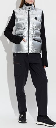 Moncler Quilted Vest Pin, Womens, Silver