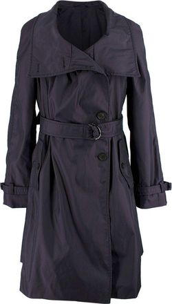 Armani Collezioni Dark Purple Water Resistant Trench Coat Size XS