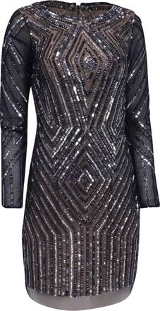 Adrianna Papell Long-Sleeve Beaded Cocktail Dress in Multicolor