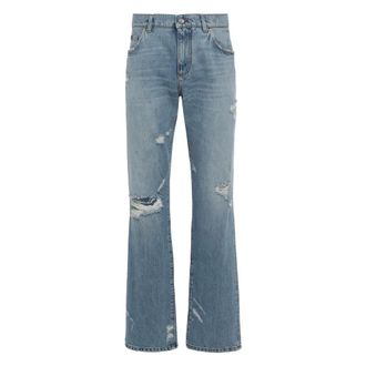 Dolce & Gabbana Jeans, Heren, Blauw, 2Xl, Katoen, Klassieke Jeans met logoplaat