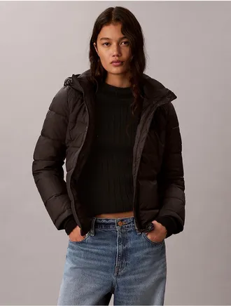 Calvin Klein Womens Slim Stretch Puffer Jacket - Black - XS