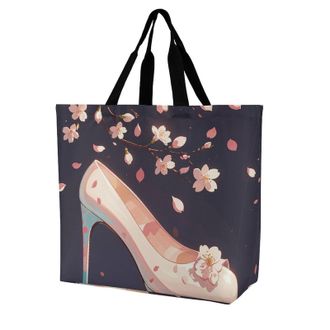 Generic Crystal High Heels Grocery Bag Portable Carry Bag Reusable Handbags For Daily Use Ladies Yoga