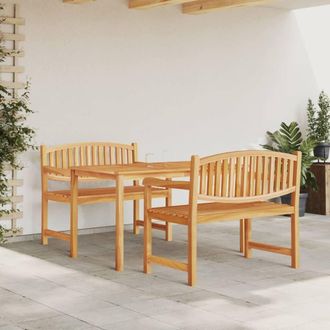 Berkfield Home 3 Piece Garden Dining Set Solid Wood Teak in Brown