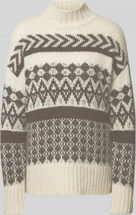 Vero Moda Oversized Strickpullover mit Norwegermuster Modell AMPLE in Beige, Gr&ouml;&szlig;e M