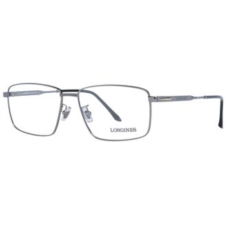 Longines Glasses, male, Gray, Size: ONE SIZE Gunmetal Rectangle Optical Frames for Men