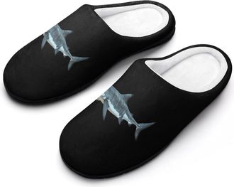 Generic Tiger Shark Cotton Slippers for Women Memory Foam Comfy House Shoes with Anti-Skid Rubber Sole