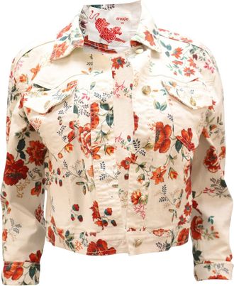 Maje Viflor Denim Jacket in Floral Print Cotton