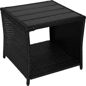 Relaxdays Relaxdays balcony table, HxWxD: 40 x 45 x 45 cm, weatherproof, polyrattan, WPC, steel, square side table, black