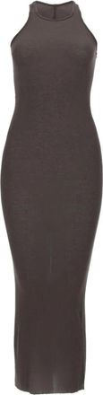 Rick Owens Geribbelde Gebreide Midi Jurk - Dames - Kleedjes - Grijs - M - Kleedjes