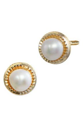 Savvy Cie Jewels 14K Gold & 3mm Cultured Freshwater Pearl Stud Earrings in Yellow at Nordstrom Rack