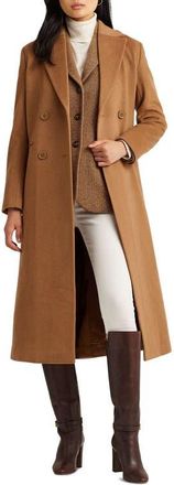Lauren Ralph Lauren Double Breasted Wool Blend Reefer Coat in New Vicuna at Nordstrom, Size 12