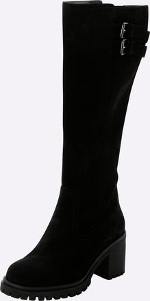 Sheego Weitschaftstiefel SHEEGO, Damen, Gr. 37, XXL-Schaft, schwarz, Leder, Veloursleder, Schuhe Weitschaftstiefel