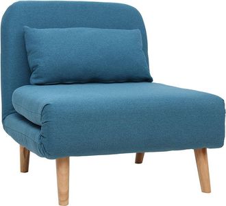 Miliboo Sillón nórdico convertible tejido azul petróleo AMIKO