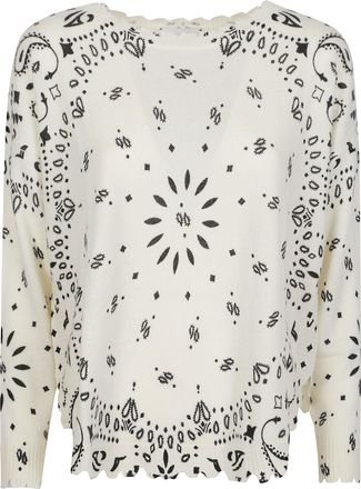 Kujten Mela Abba Bandana Scalloped Cashmere Sweater