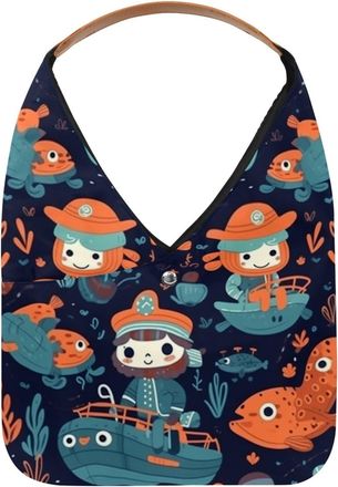 Generic Underwater World Animals Reusable Lightweight Grocery Bags - Foldable Into Compact Pouch, Washable & Sturdy, Multipurpose for Shopping and Travel