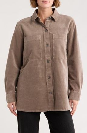 Eileen Fisher Stretch Organic Cotton Corduroy Classic Collar Jacket in Taupe at Nordstrom Rack, Size Medium