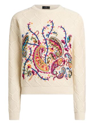 Etro floral embroidered sweater - Neutrals