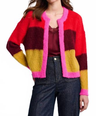 Lisa Todd Tutti Colore Cardigan In Multi Red