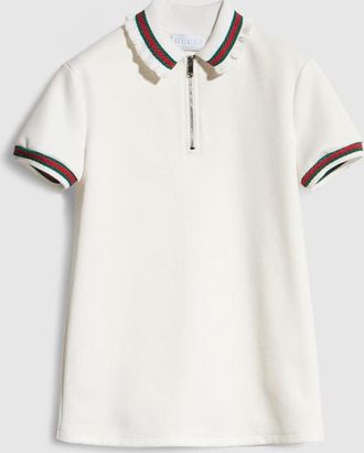 Gucci Kids - Jersey Polo Dress With Web, White, Ready-to-wear