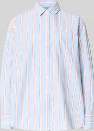 Lacoste Oversized Hemdbluse aus reiner Baumwolle in Hellblau, Gr&ouml;&szlig;e 34