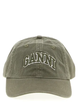 Ganni Embroidery Cap Hats Green