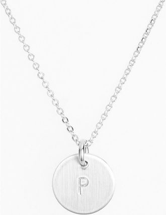 Nashelle Sterling Silver Initial Mini Disc Necklace in Sterling Silver P at Nordstrom