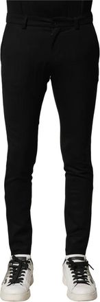 Dolce & Gabbana Broeken, Heren, Zwart, S, Katoen, Zwarte Skinny Mid Taille Broek