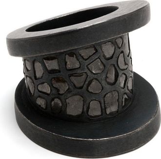 Parts Of Four Chasm v2 Hyper-wide ring - unisex - Grey Diamond/Oxidised Sterling Silver - 10 - Black