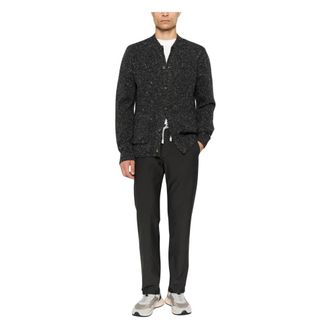 Eleventy Broeken, Heren, Grijs, W31, Katoen, Rechte broek met trekkoord Taille