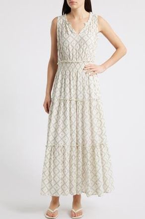 Rails Loulou Diamond Print Sleeveless Linen Blend Maxi Dress in Ivory Zanzibar at Nordstrom Rack, Size X-Large