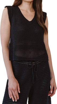 Bella Dahl V-Neck Crochet Top In Black