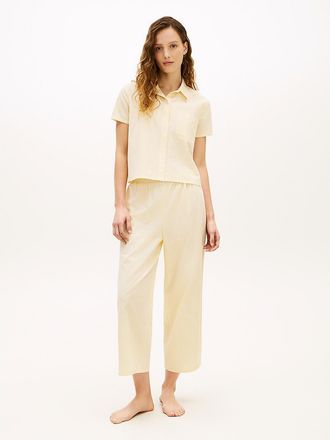 Tommy Hilfiger Womens Cropped Shirt & Pant Sleep Set - White - XL