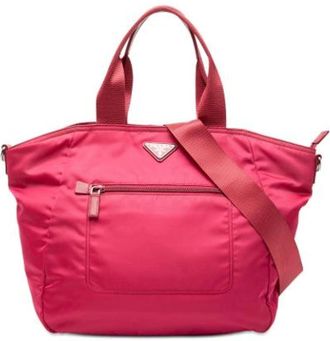 Prada Pre-owned Handbags, female, Pink, Size: ONE SIZE Pre-owned Nylon Handbag