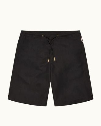 Orlebar Brown Dane Drawcord Longest-Length Classic Fit Drawcord Swim Shorts in Black at Nordstrom, Size 34