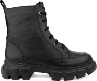 Sergio Moretti Black Lace-Up Chunky Sole Leather Ankle Boots