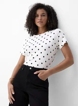 Contemporaine Womens Patterned ultra-flowy crew-neck T-shirt