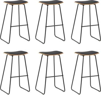 vidaXL Vidaxl - Taburetes De Cocina 6 Unidades Cuero Sint&eacute;tico Negro