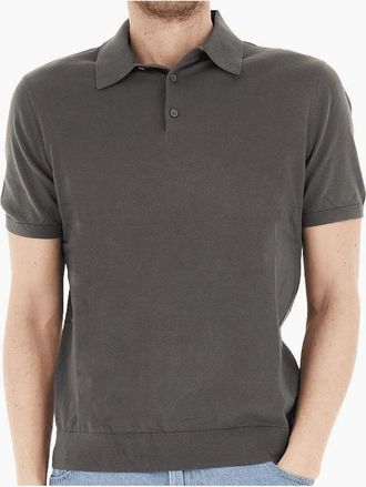 A|X Armani Exchange Mens Regular Fit Embroidered Logo Knitted Raven Grey Polo Shirt - Size: 40