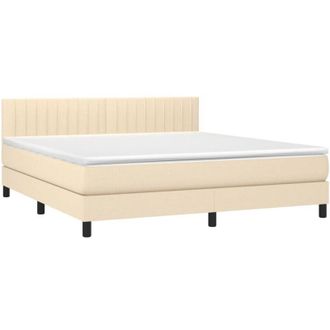 vidaXL Vidaxl - Cama Box Spring Colch&oacute;n Y Luces Led Tela Crema 180x200 Cm