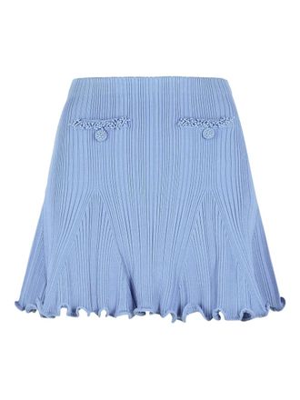 Self Portrait flared-hem mini skirt - Blue