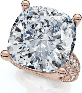 Pompeii3 Certified 16Ct Cushion Diamond Engagement Ring 14k Gold Lab Grown