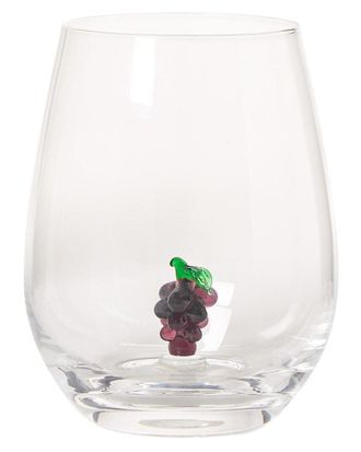 Two's Company Grapes Stemless Wine Glass